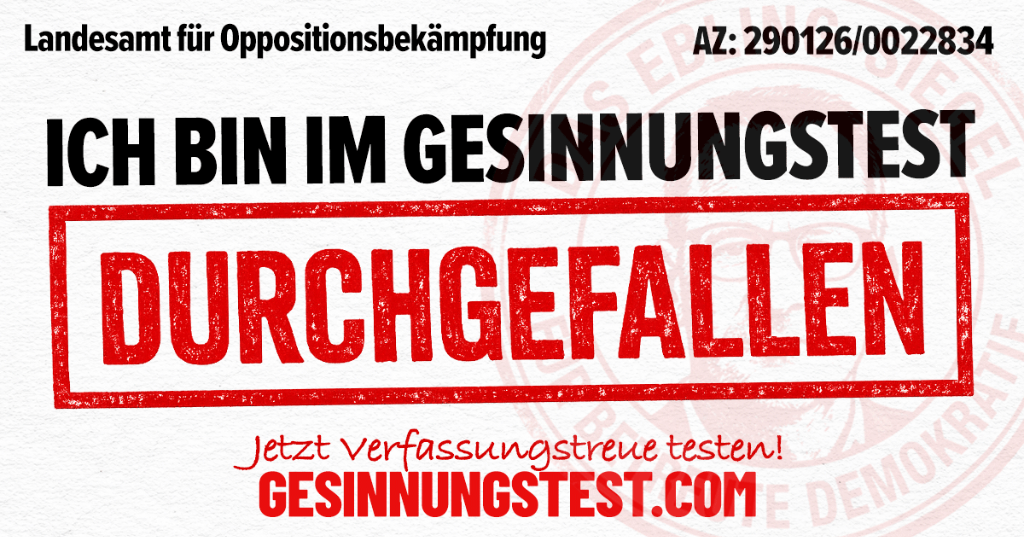 Originale Ergebnisgrafik des satirischen Gesinnungstests: Durchgefallen