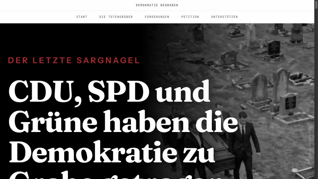 Ansicht der öffentlichen Kampagnenwebsite.
